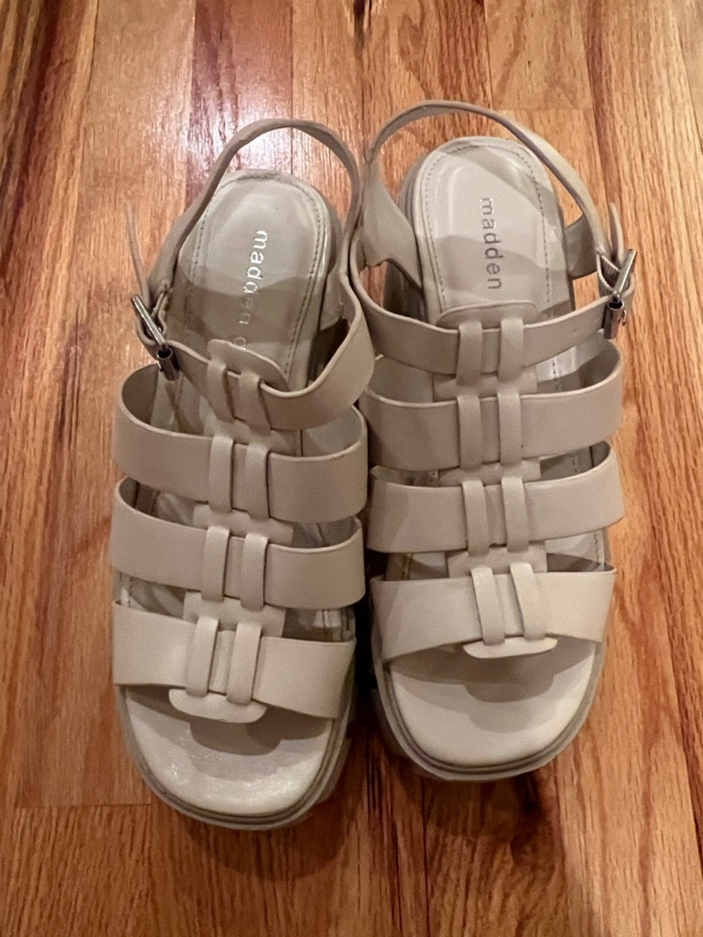 Madden Girl Cream Strappy Slingback Sandals galaxy platforms